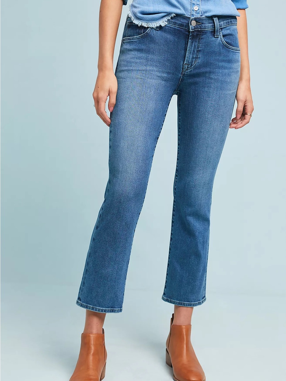 👖 J Brand Selena Cropped Kick Flare Bootcut Light Blue Jeans Y2K Quiet Luxury - Picture 9 of 15